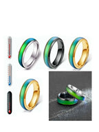 5pcs/Set Fashionable Color Changing Titanium Steel Rings, Hip Hop Punk Style Multi-Colored Ring, Romantic Heart-Shaped Mood