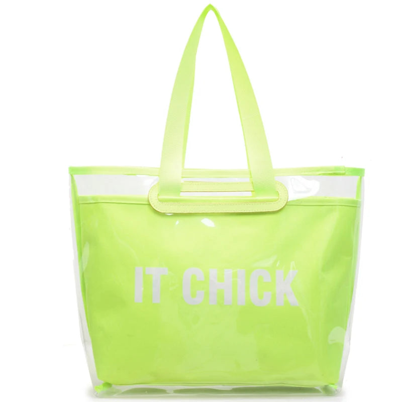 PVC Transparent Shoulder Bag Large Capacity Versatile Handbag Water Proof Multifunctional Tote Bag Summer Beach Bag