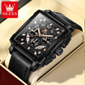 OLEVS 9919 Chronograph Multifunctional Quartz Men's Watch Leather strap 45MM Square Big Dial Leisure Sports TOP Brand Male Watch mbzr
