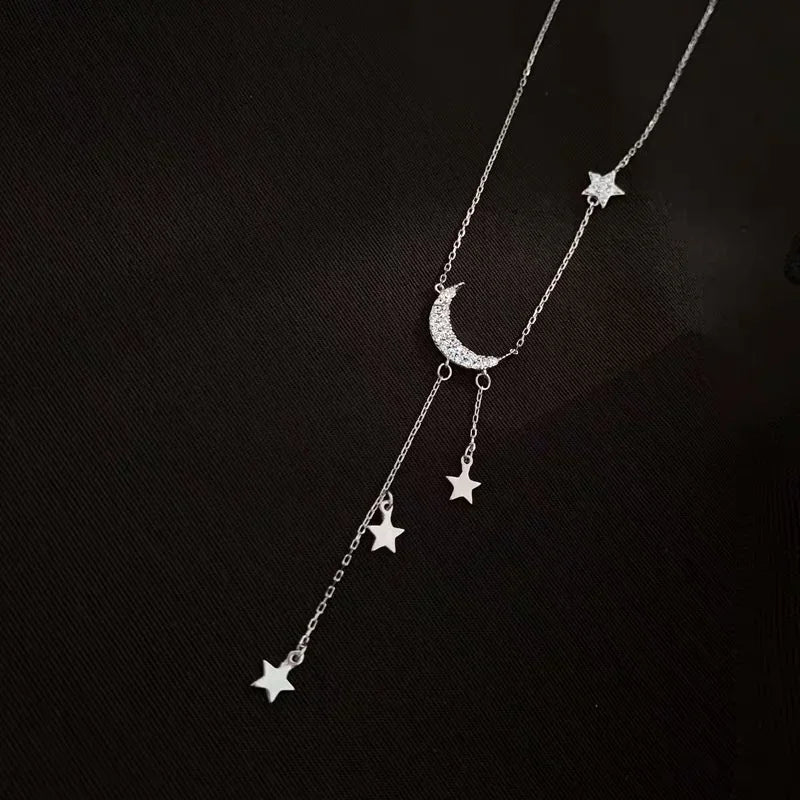 Fashion Necklace Star Moon Tassel Pendant Rhinestones Clavicle Chain Choker Collares Wedding Jewelry Accessories for Women