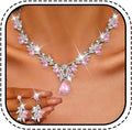 Unicra Rhinestone Bridal Wedding Jewelry Sets Gold Necklace Earrings Set Leaf Prom Formal Costume Jewelry Set for Women and Brides