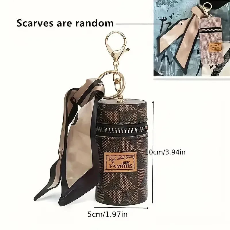 Mini Retro Coin Purse, Classic Pouch With Scarf Decor, Zipper Portable Multifunctional Lipstick Bag Vintage Flower Leather mbzr