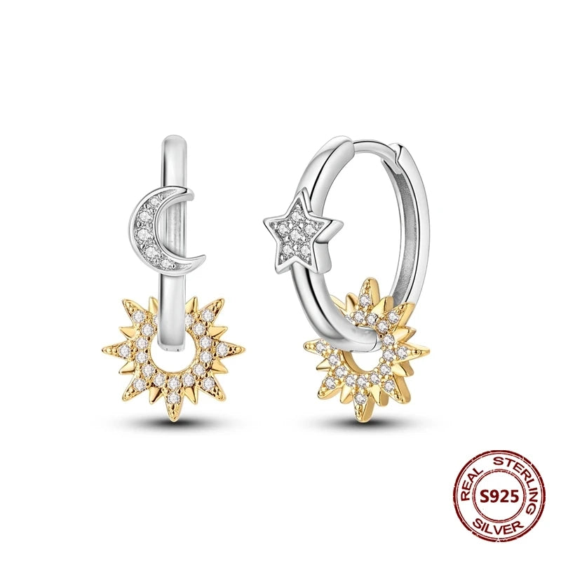 Fine Jewelry 925 Silver Rose Gold Plated Zircon Sparklin Hoop Earrings For Women mbzr
