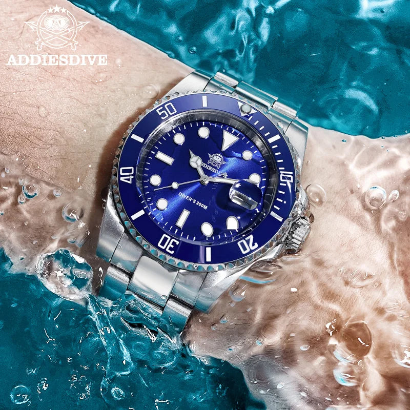 ADDIESDIVE stainless steel watch men's European and American business casual quartz watch 200m waterproof outdoor analog watches mbzr