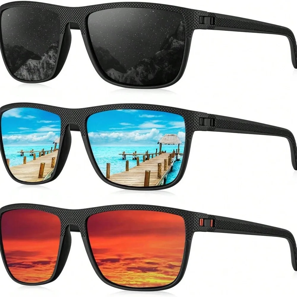 Men's Rectangular Classic Driving Sunglasses, Lightweight UV Protection for mbzr