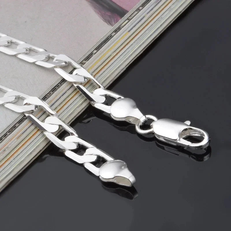 Sterling Silver Sideways Bracelet Unisex Men Women Jewelry
