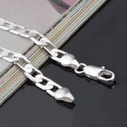 Sterling Silver Sideways Bracelet Unisex Men Women Jewelry