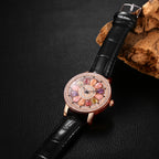LANCARDO Crystal Diamond Leather Waterproof Watch Quartz Crystal Rotary Decompress Rhinestone Case Women's Home Business Casual