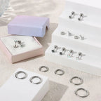 Surgical Steel Earrings for Sensitive Ears Hypoallergenic 20G Stainless Steel Stud Hoop Earrings for Women Men Small Opal Ball CZ Surgical Steel Flat Back Earrings Cartilage Earrings Hoop Stud