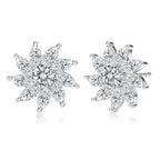 OXTAO Sparkling Sunflower Stud Earrings for Women 14K Gold Filled Moissanite&Zircon Flowers Earrings Wedding Party Jewelry Gift
