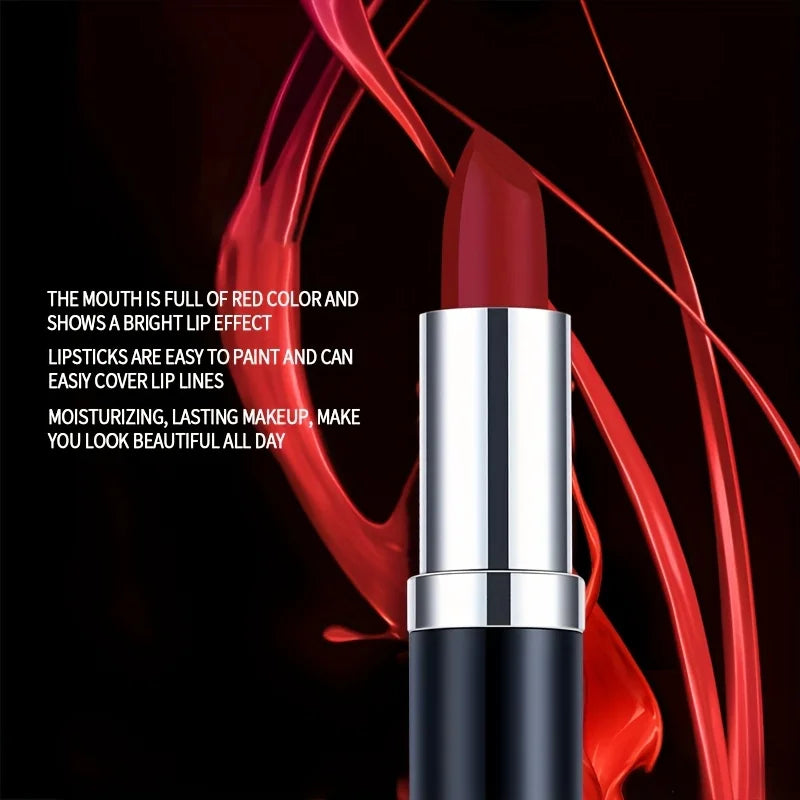 Matte Lipstic Long-Lasting, High-Pigment Velvet Finish, Smooth & Non-Drying Formula, Multiple Bold Shades for All Skin Tone mbzr