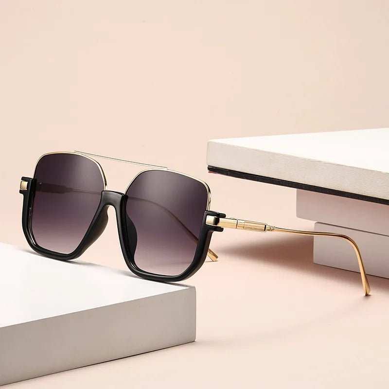 2026 New Man Woman Sun Glasses High Quality UV400 Sunglasses Unisex Double Beam Design Half-Frame Sunnies Fashion Versatile Shade Square large Frame Sunglasses