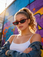 Unisex Narrow Oval Cat Eye Small Frame Y2K Retro Street Chic Minimalist Fashion Sunglasses For Vacation mbzr