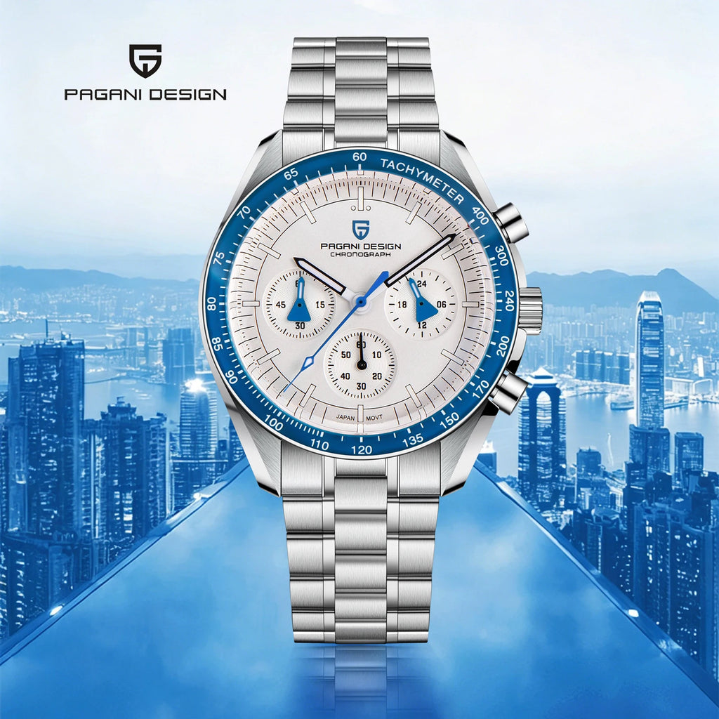 PAGANI DESIGN 2026 New Moon Luxury Quartz Watch For Men Sports Chronograph AR Sapphire crystal Luminous  leisure Wrist watch For Men Local delivery