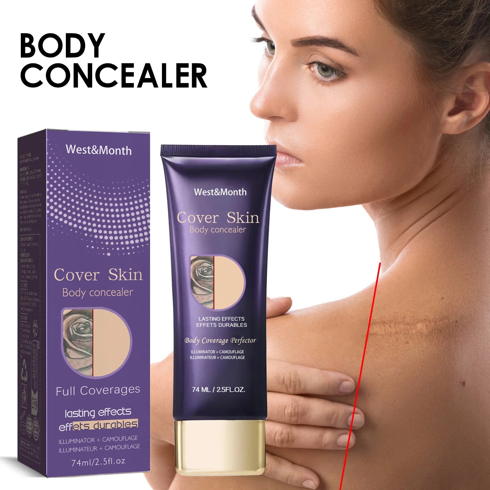 74ml Natural Tattoo Concealer Long Lasting Waterproof Tattoo Scars Cover Cream Body Coverage Makeup Foundation Cream For Women mbzr