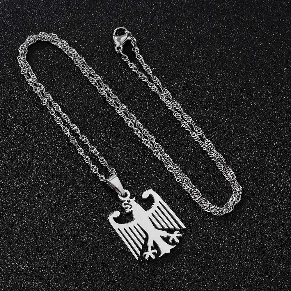 2025 Trendy US EU Hot Sale Stainless Steel Germany Eagle Pendant Necklace Unisex Couple Ethnic Style Patriotic Jewelry Gift