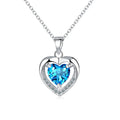 925 Sterling Silver Heart Blue Zircon Choker Necklaces For Women  Jewelry Accessories Wholesale Argent 925 GaaBou Jewellery mbzr