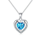 925 Sterling Silver Heart Blue Zircon Choker Necklaces For Women  Jewelry Accessories Wholesale Argent 925 GaaBou Jewellery mbzr