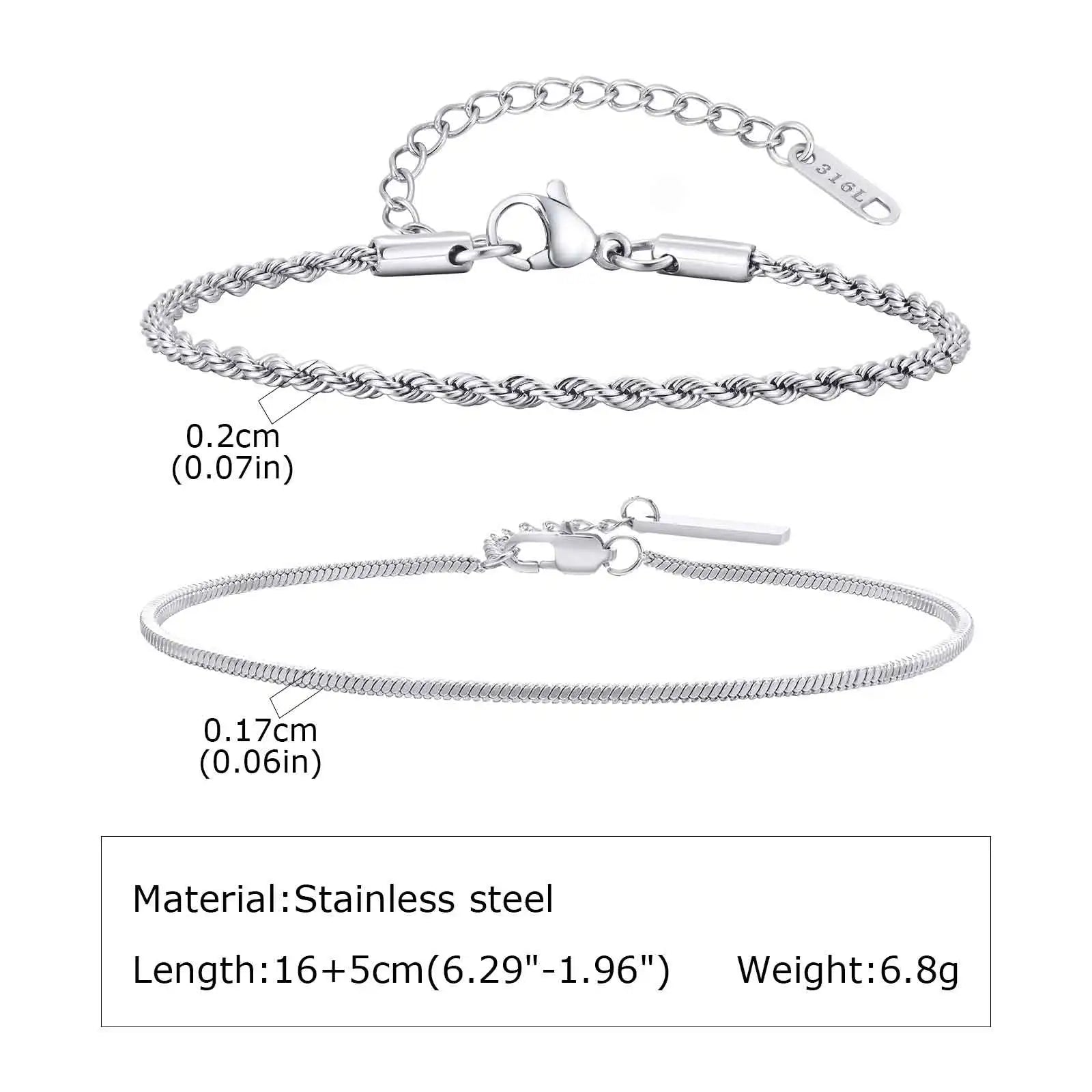 1/2/3pcs Chain Bracelet for Men Women,Stainless Steel Twisted Rope Cuban Chain Wristband,Hip Hop Minimalist Jewelry Gift