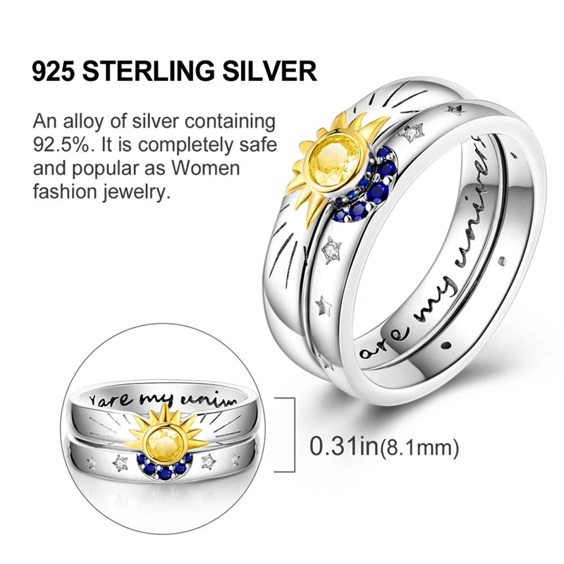 Original 925 Sterling Silver Ring Colorful Diamonds Cubic Zircon Finger Ring for Women