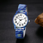 Men Women Analog Quartz Wristwatch, High-Definition Easy-Read Oversized Arabic Numerals Dial, Galaxy Starry Sky Pattern Decoration,  Elastic Stretch Comfortable Band, Lightweight Slip-On Casual Everyday Watch, Festival Party mbzr