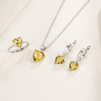 925 Sterling Silver Jewelry Sets For Women Heart Zircon Ring Earrings Necklace Wedding Bridal Elegant Christmas 18k italian real gold jewelry set for women wedding rings bracelet mbzr
