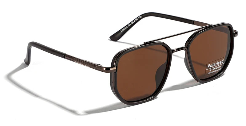 Peekaboo TR90 Polarized Sunglasses Retro Style Metal Square Double Bridge UV400