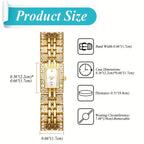 Women's Diamond Watch Bracelet Full Crystal Rhinestone Square Dial Quartz Wristwatch Gold Silver Rose Gold Elegant Ladies Dress Watch Gift mbzr