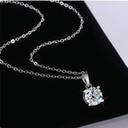 Fashion New S925 Sterling Silver Moissanite Pendant for Women Collarbone Chain 1-3 Carats Four Claw Simple Necklace Wholesale