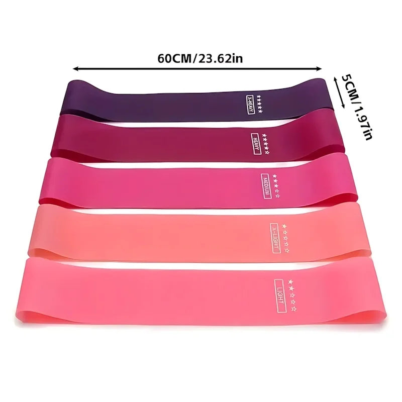 Pink Resistance Bands Set 5 pcs Workout Bands for Leg Butt Exercise Elastic Fitness Loop mbzr