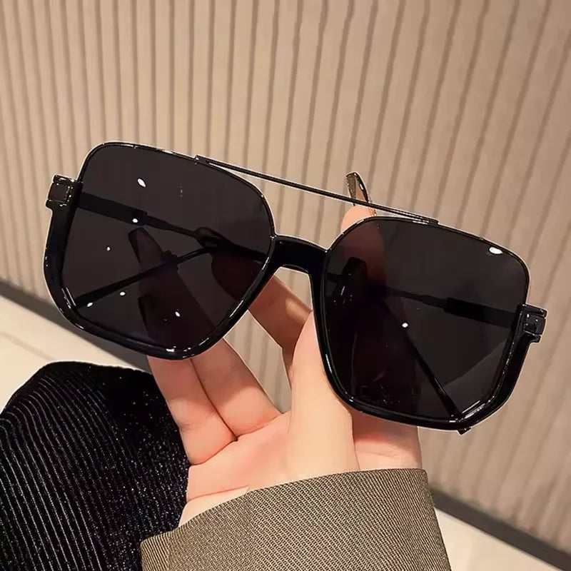 2026 New Man Woman Sun Glasses High Quality UV400 Sunglasses Unisex Double Beam Design Half-Frame Sunnies Fashion Versatile Shade Square large Frame Sunglasses