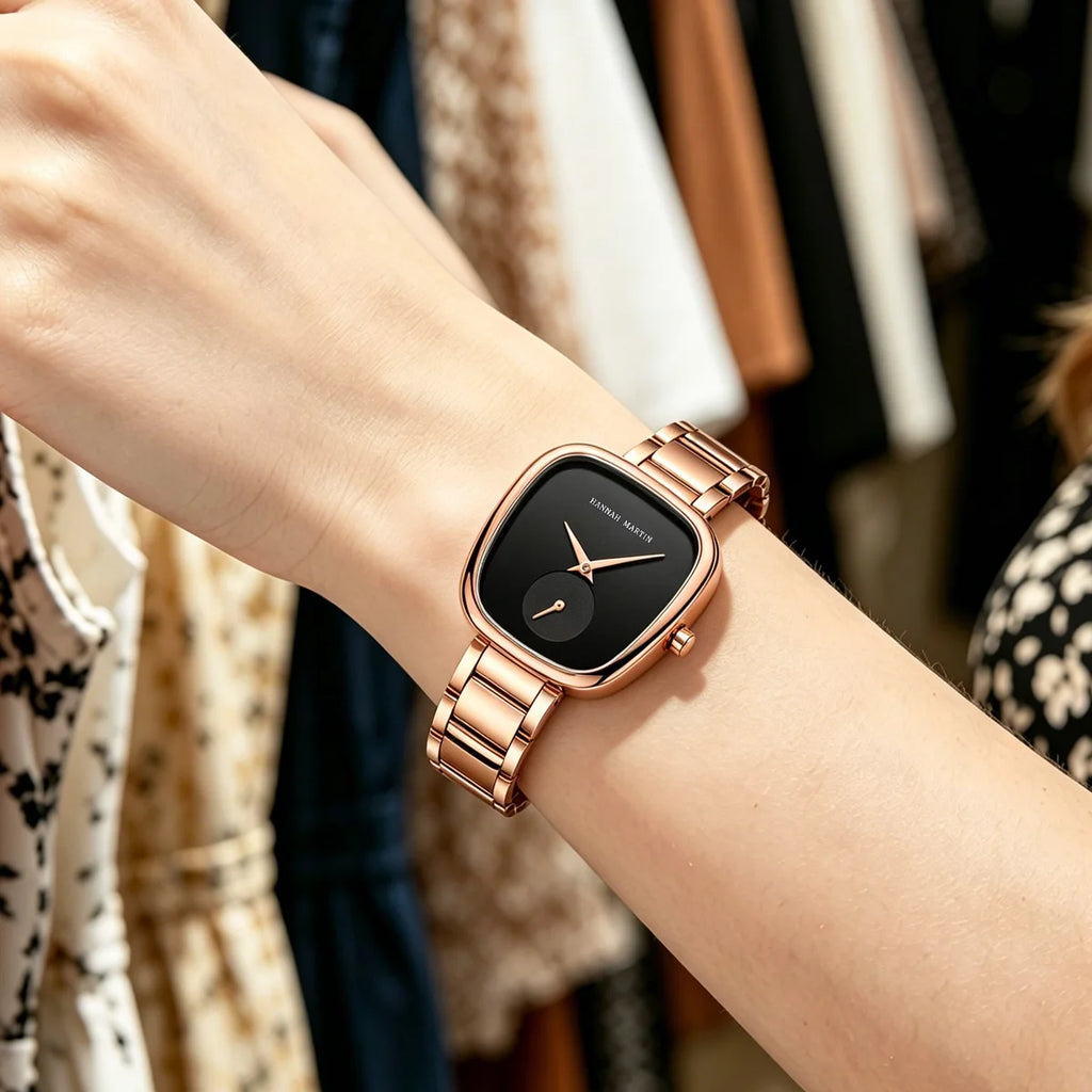 1 Set Women Watch Stainless Steel Strap Rose Gold Oval Timing Clock Quartz Movement Simple Top Brand Women Gift Daily Wear Watch mbzr