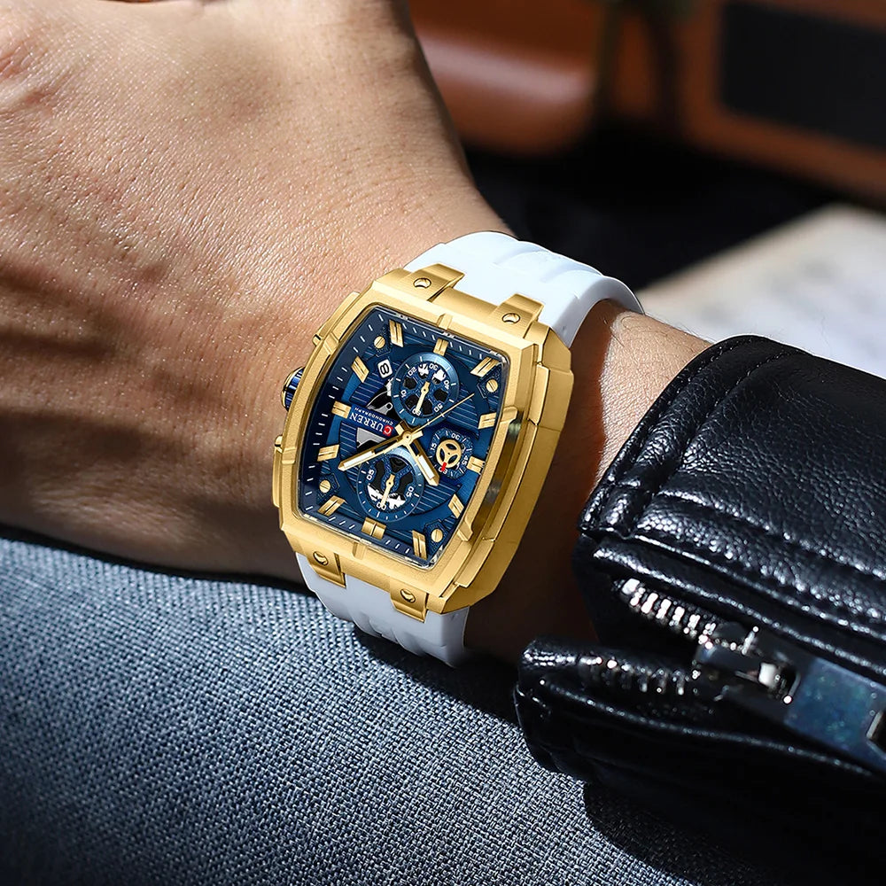 Fashion Men's Wrist Watch,Luxury Chronograph Waterproof Date Dress Watch for Men with Silicone Rubber Strap mbzr