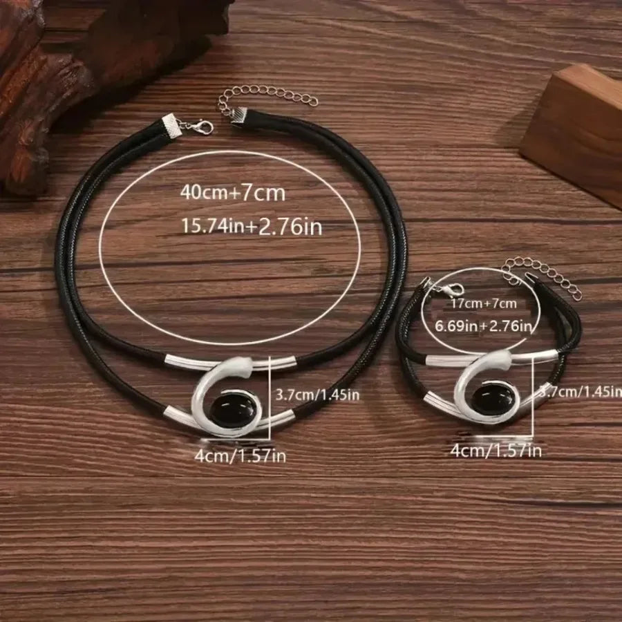 Exaggerated Spiral Snail Ear Studs Necklace Bracelet Ring Bohemian Jewelry Set for Women Elegant Beach Style Accessories
