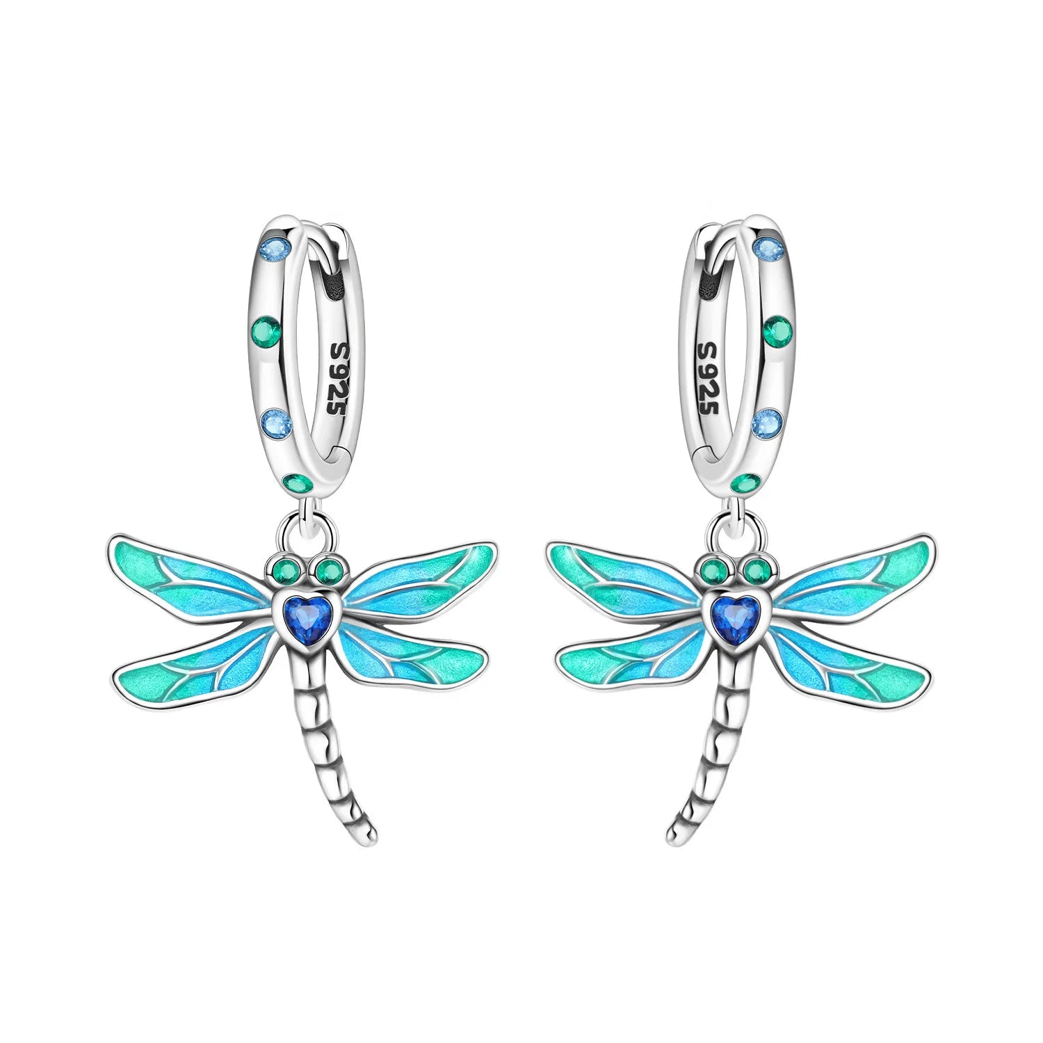 Original 2025 S925 Sterling Silver Zirconia Butterfly Gradient Dragonfly Earrings Women's Earring Jewelry Birthday Party Gift mbzr