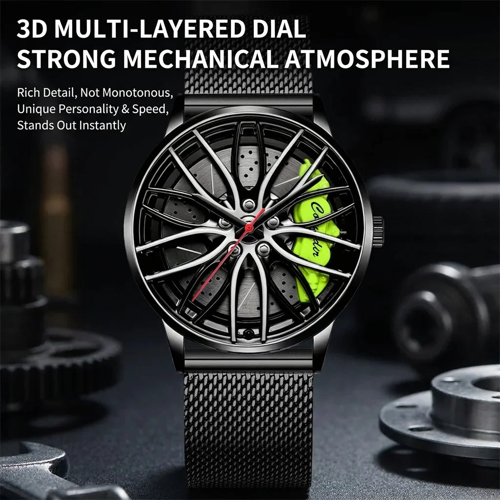 1pcs Men's Black Green Alloy Band Luxury Business Luminous Quartz Watch for Party Holiday Gift mbzr