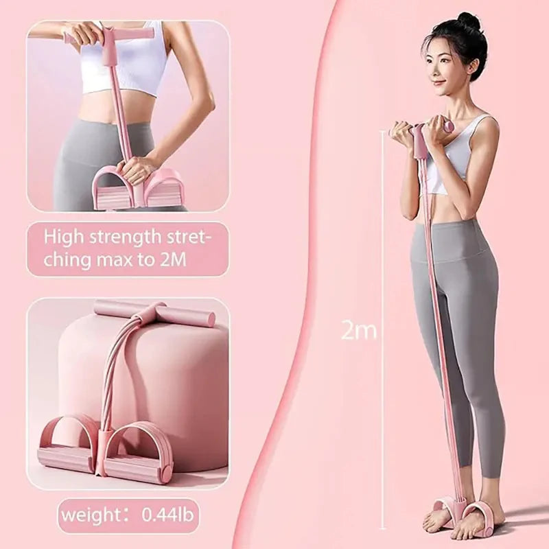 1PC Home Fitness Resistance Bands Set - 4 Elastic Pull Ropes for Full Body Workout Abdominal Exercise Rowing & Other Fitness Activities Strength And Flexibility Enhancer mbzr