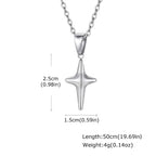Vnox Silver Color O-Chain Stainless Steel Hollow Four Point Star Pendant Necklace for Men, Hip Hop Minimalist Necklaces Gift Ne