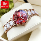 OLEVS 3605 Women Watch Top Brand High Quality Quartz Watch Exquisite Diamond Note Waterproof Dial Dress Ceramic Women Watch mbzr