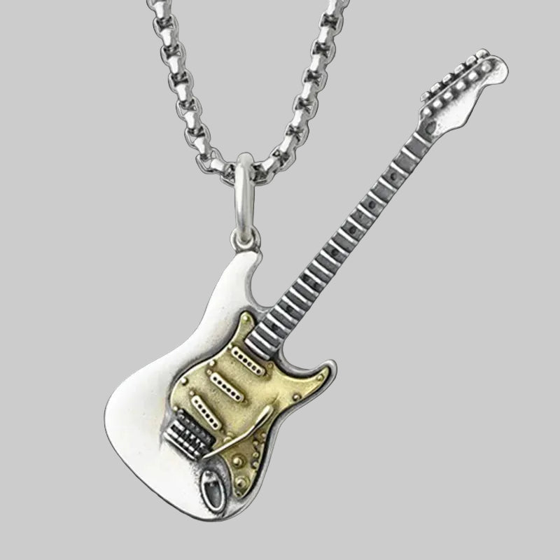 Retro Punk Music Guitar Necklace for Men Personalized Gothic Pendant Fashion Hip Hop Rock Singer Jewelry Gift mbzr