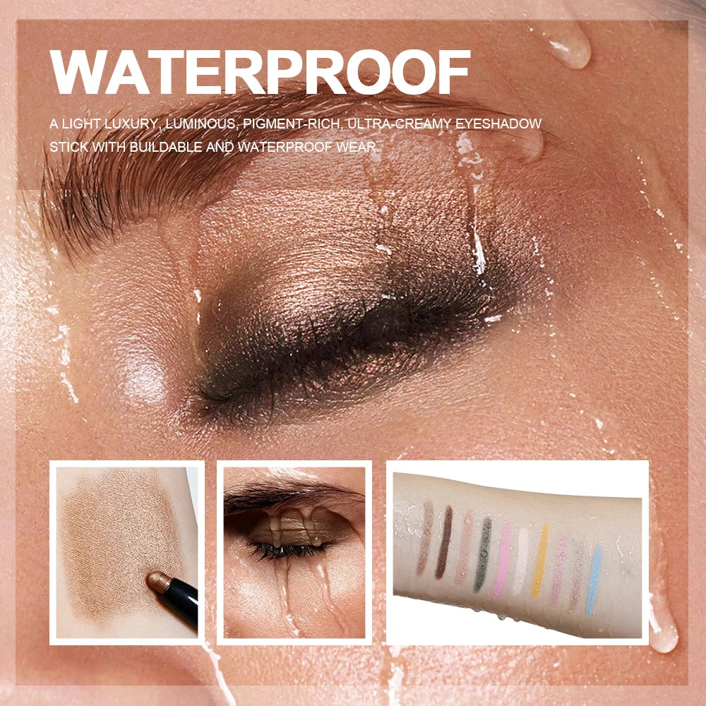 Lakerain Eyeshadow Stick Shimmer and Matte Long Lasting Waterproof Highlighter Metallic Glitter Eye Shadow Pencil Cosmetics mbzr