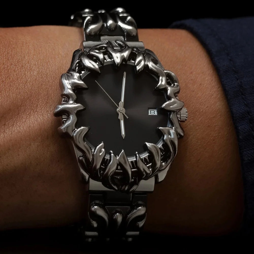 Green Devil Punk Eye Quartz Watch Men  Alabaster Industries Carving Demon Claw Y2K Men Watch Unique Creative Men Medieval Clock