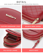 Fashion Small Plaid Leather Zipper Crossbody Bag Shoulder Bag for Women Wallet Purse Handbag with Detachable Strap mbzr