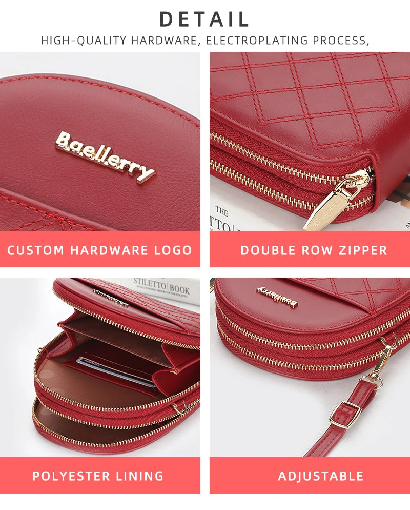 Fashion Small Plaid Leather Zipper Crossbody Bag Shoulder Bag for Women Wallet Purse Handbag with Detachable Strap mbzr