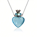 1pc Simple Colorful Glass Vial Pendant Necklace With Titanium Steel Chain, Suitable For Holding Perfume, Essential Oils, Pet Ashes - For Men & Women
