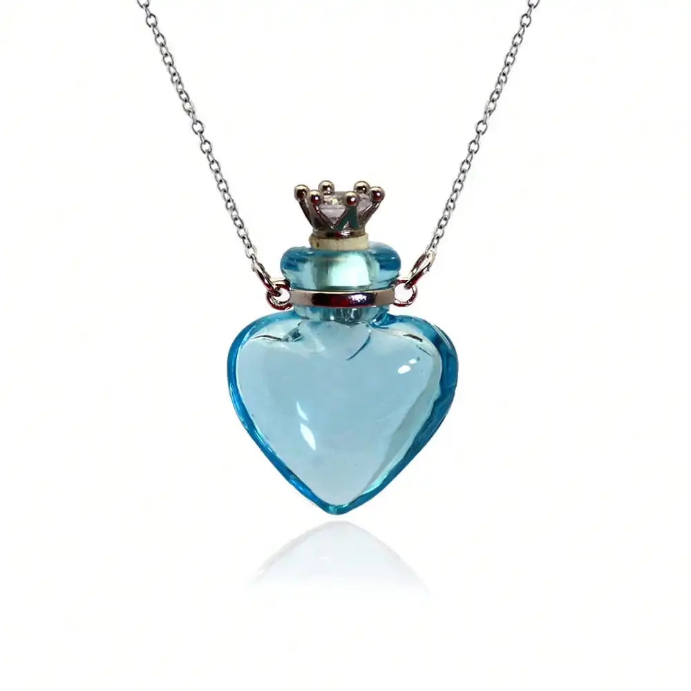 1pc Simple Colorful Glass Vial Pendant Necklace With Titanium Steel Chain, Suitable For Holding Perfume, Essential Oils, Pet Ashes - For Men & Women
