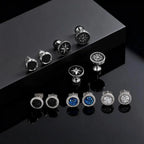 Simple Circle Round Stud Earrings for Men Boys, Metal Zircon Small Earrings, Unisex Daily Jewelry Accessory