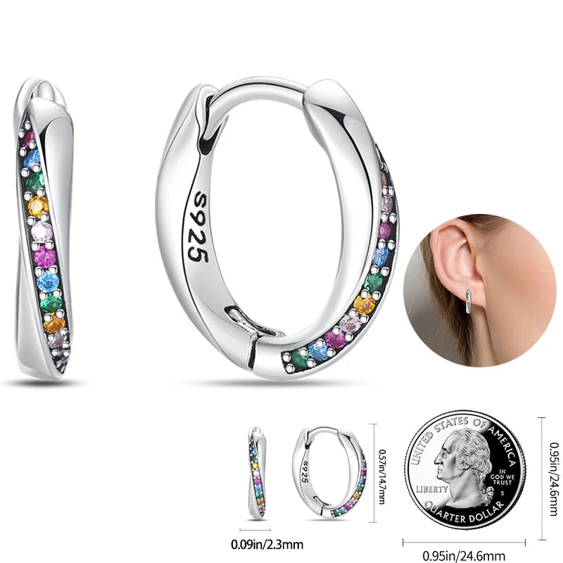 Women's 925 Sterling Silver Circle Style Simple Colorful And Shiny Zircon Earrings Fit For Attend A Wedding Exquisite Jewelry mbzr