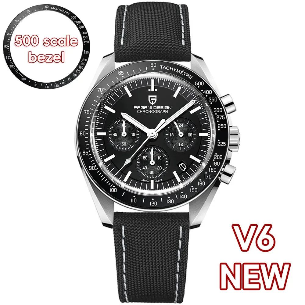 PAGANI DESIGN 2026 New Moon Watch Retro Quartz Watches For Men Stainless steel Luminous waterproof Luxury Sport Chronograph Man