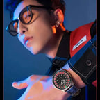 Mark Fairwhale Casual Leather Strap Dial Rotatable Roulette Watch Dial Men's Wristwatch Quartz Fashion Wristwatch Wrist Watches for Man